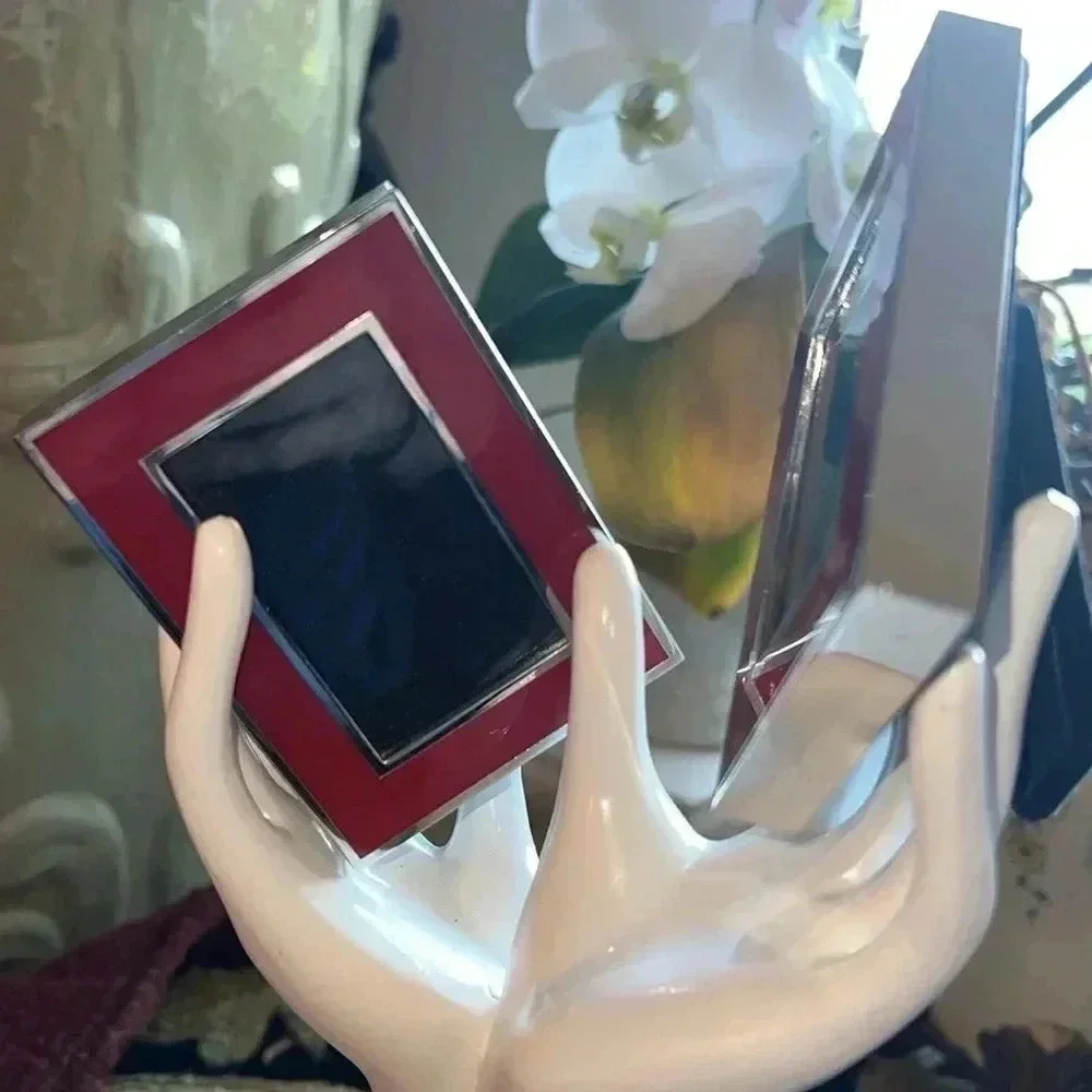 Picture Photo Frames 2 Silver Tone Deep Red Picture Frames with Glass